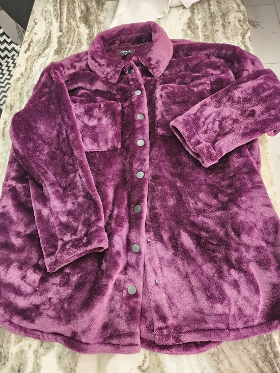 torrid Jackets & Blazers - torrid Plush Faux Fur Button-Front Jacket in Deep Purple Torrid Plus Sz 2